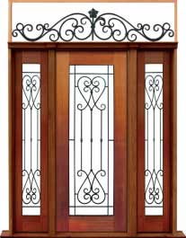 iron grille: double door + sidelight on right