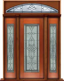 regent leadlight: single door + sidelight on left