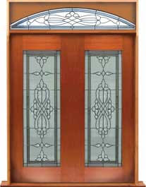 regent leadlight: single door + sidelight on left