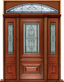 sovereign leadlight: double door + sidelight on right