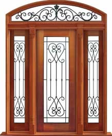 iron grille: double door + sidelight on right
