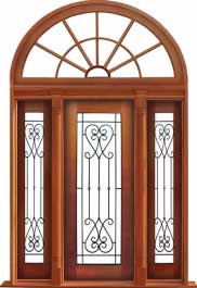 iron grille: double door + sidelight on right