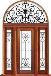 iron grille: double door + sidelight on right