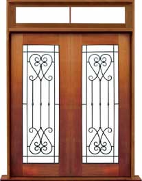 iron grille: double door + sidelight on right