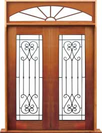 iron grille: double door + sidelight on right