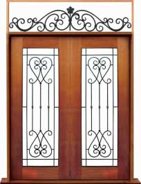 iron grille: double door + sidelight on right