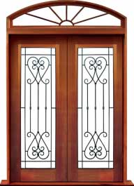 iron grille: double door + sidelight on right