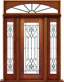 iron grille: double door + sidelight on right