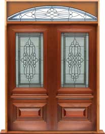 sovereign leadlight: double door + sidelight on right
